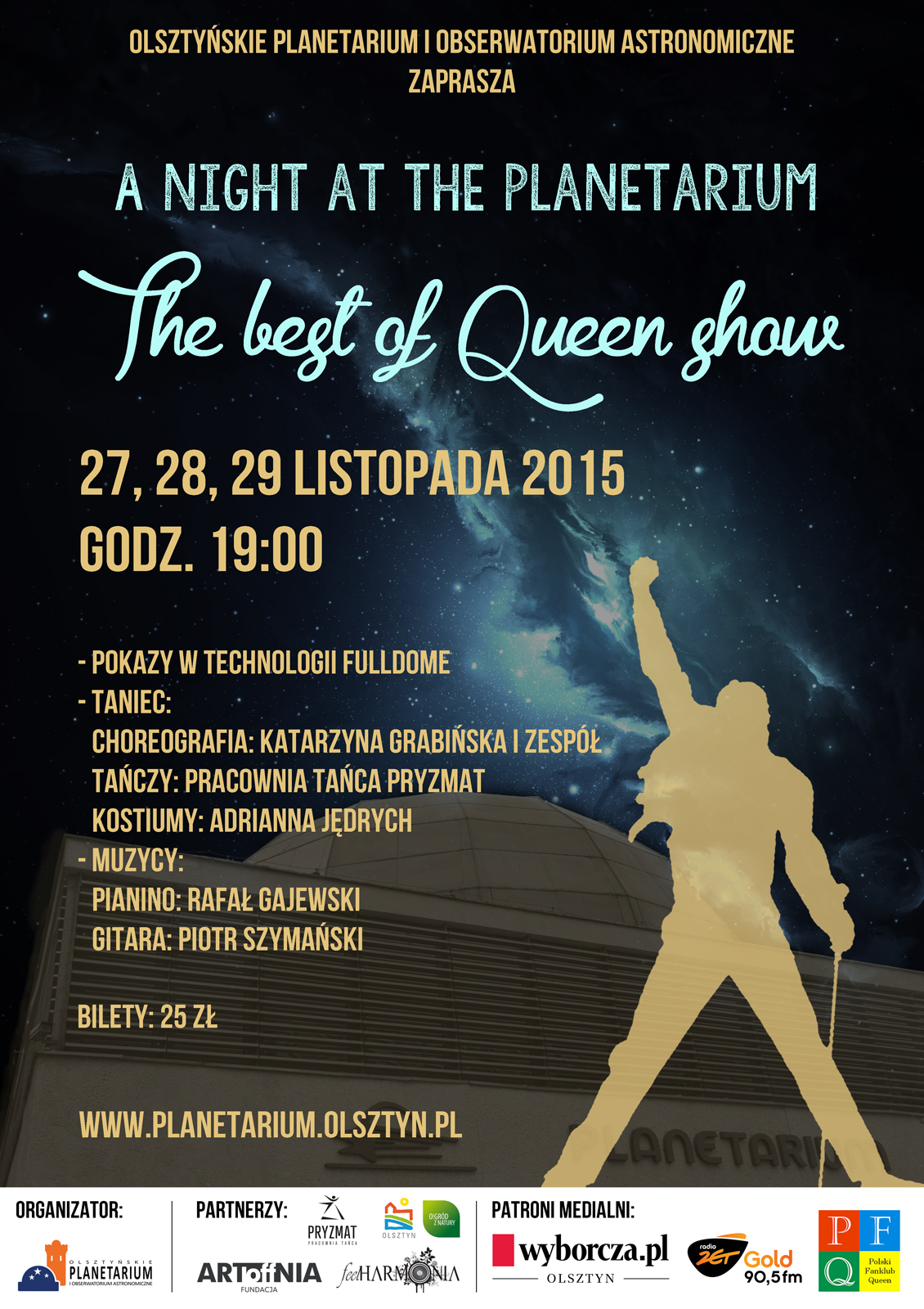 Pokazy do muzyki Queen w planetarium w  Olsztynie